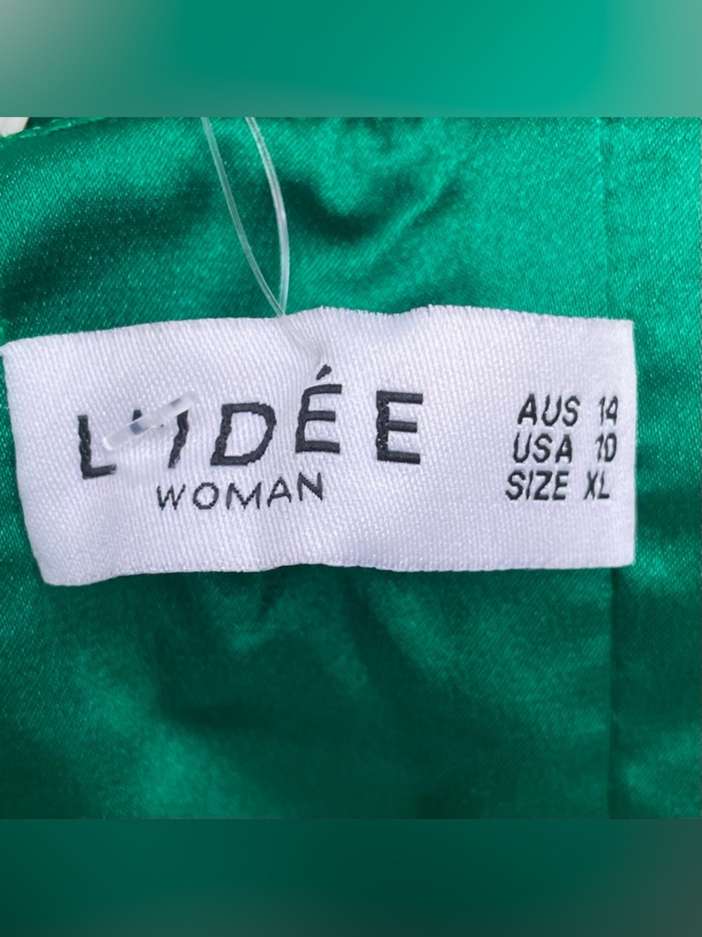 L'IDEE Sirene Plissé Off-Shoulder Puff-Sleeve Column Dress Emerald Green 10 NWT - Picture 11 of 16